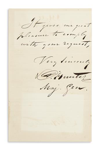 (LINCOLN, ABRAHAM.) Pass to the trial of the assassination conspirators, signed by David Hunter--with his transmittal letter.